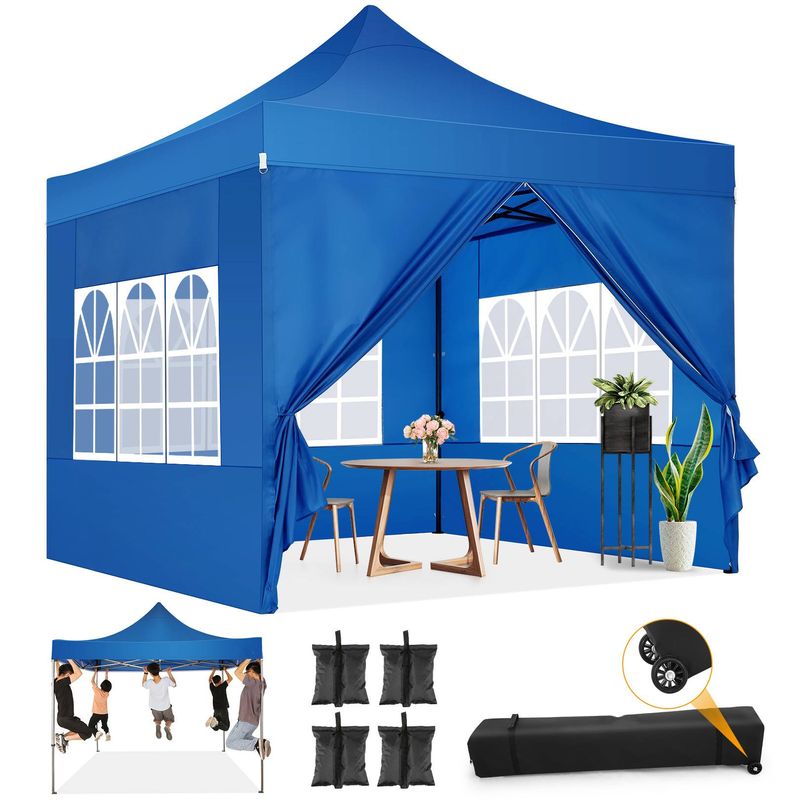 Pop Up Canopy Tent 10x10 Heavy Duty Gazebo With 4 Sidewalls, UPF 50+ All Weather Waterproof Commercial Outdoor Wedding Party Tents Canopy_voghion.com