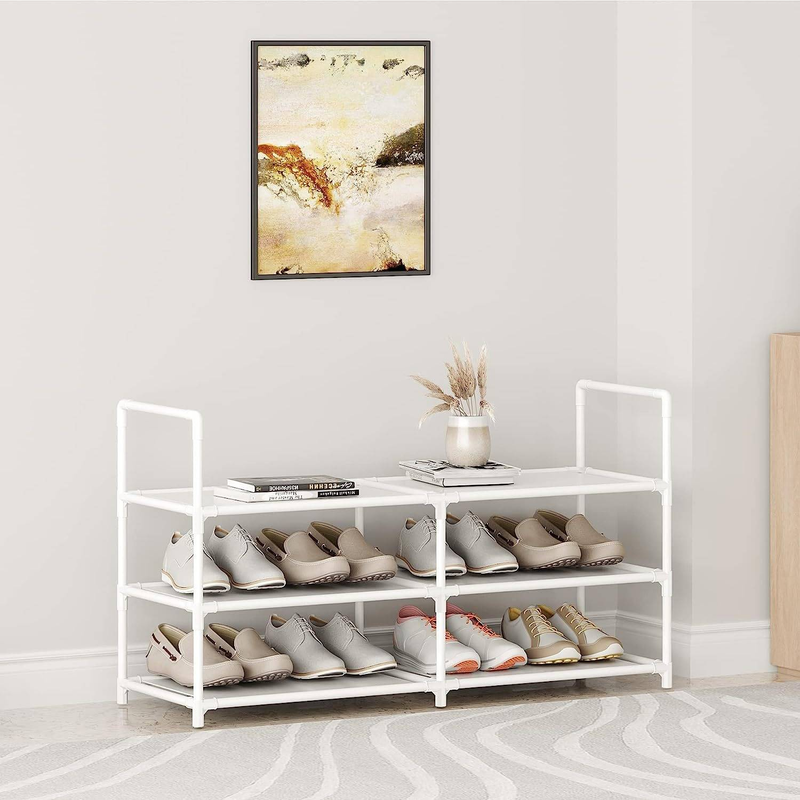 Family Organizer Multi Layer Dustproof Shoe Rack Space Saving Metal Frame Organizer With Non Woven Fabric Cover For Dorm Entryway_voghion.com