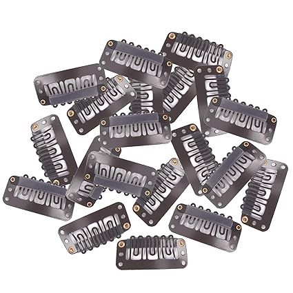 6-Teeth Clips For Hair Extension, Wigs|U-Shape Metal Silicon Clips | 32mm Length 50Pcs Per Pack Brown Color_voghion.com