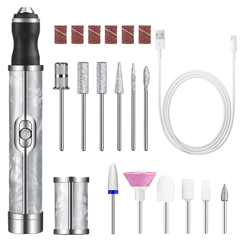 Kabelloses elektrisches Nagelfräser-Set, tragbar, USB-aufladbar, professionelles Nagelfräser-Set für Nagelpflege, Maniküre, Polieren, Formen und Gel-Entfernung_voghion.com