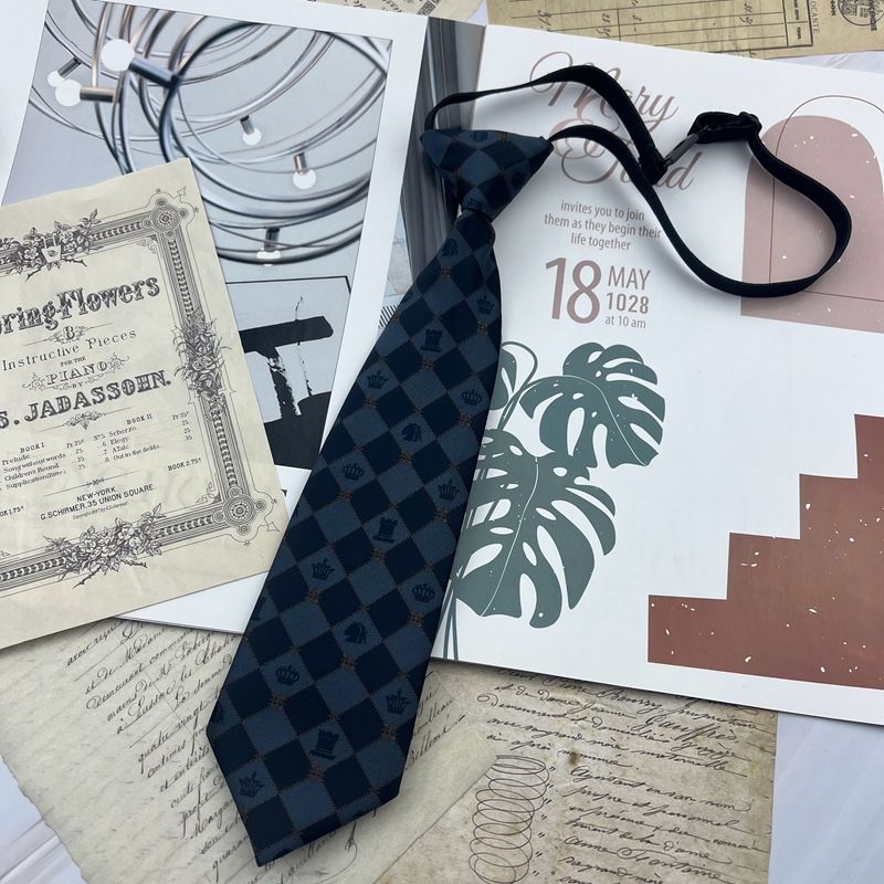 Vintage-Streifenhemd für Damen, florales Karomuster, Unisex-Studentenhemd, kleine Krawatte, bedruckt, vielseitig, College-Trend_voghion.com