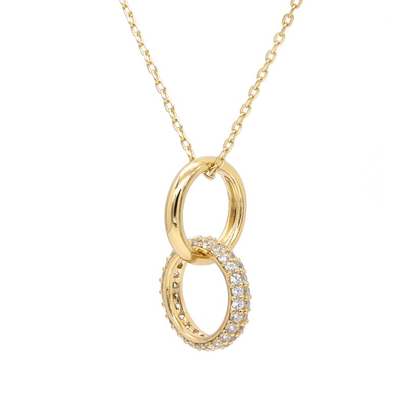 Colar com pingente de prata S925, joia feminina com zircônia incrustada em prata e zircônia dupla, nova personalidade criativa_voghion.com