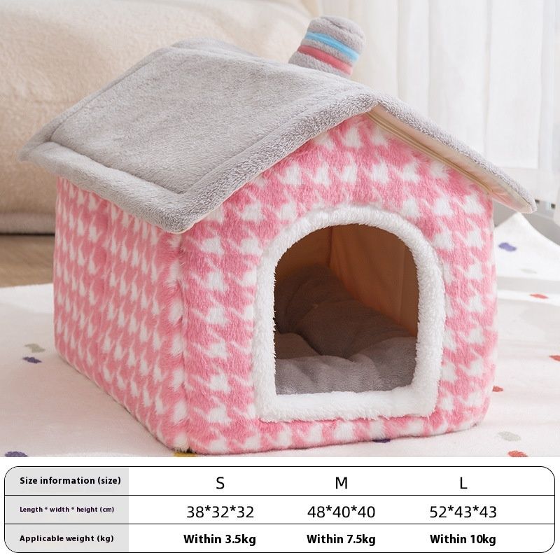 New Thousand Bird Grid Dog Square House Convenient, Detachable, Washable, Soft and Comfortable Pet Nest Available for_voghion.com