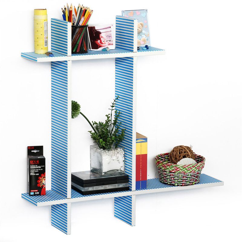 Trista - [Sailor Stripe-B] Leather Cross Type Shelve / Book Shelve / Floating Shelve (4 pcs)_voghion.com