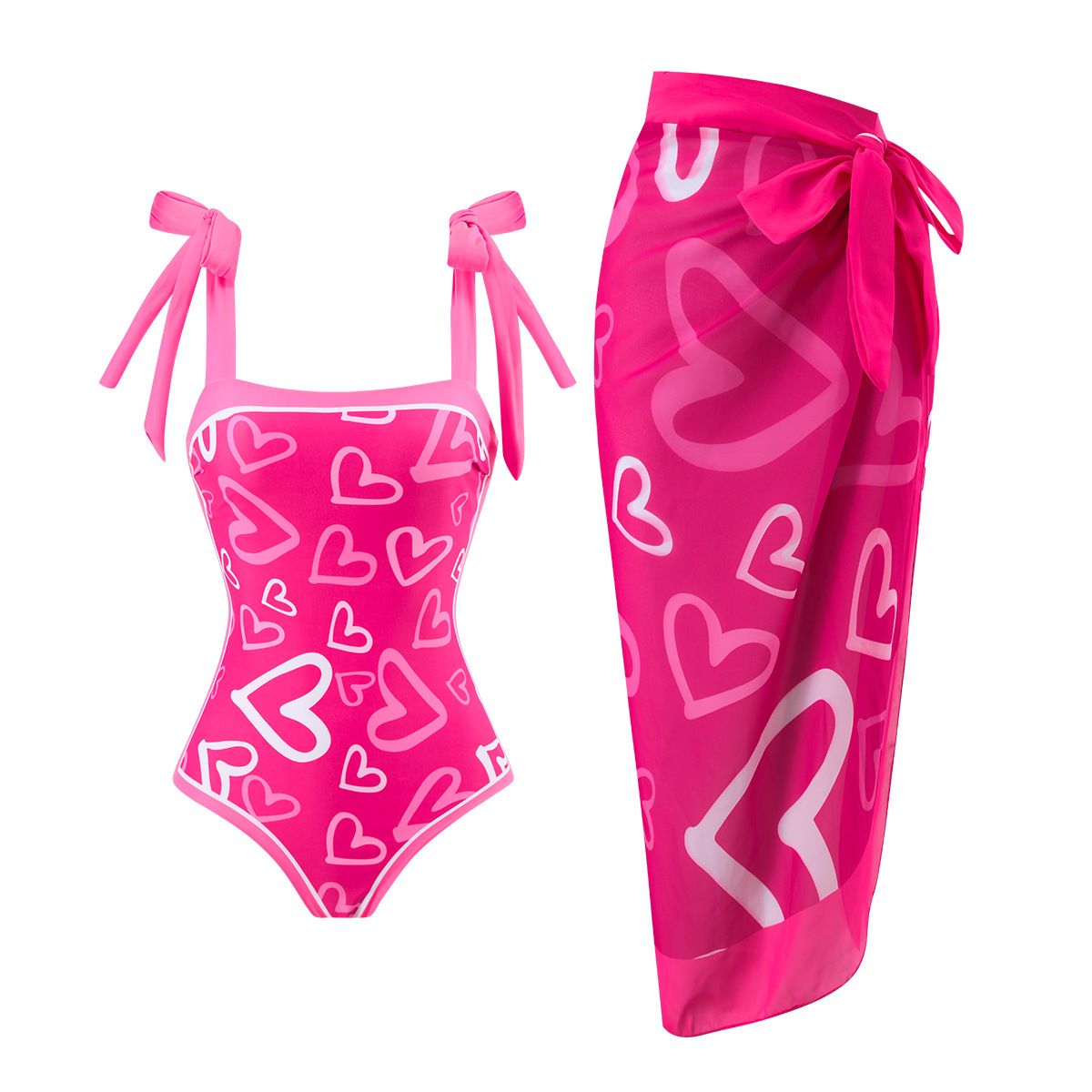 Women's Clothing Printed Two Piece Conservative Cover Hip Skirt Swimsuit_voghion.com