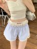 Pure Desire Sweet And Spicy Outfit Two-Piece Set Casual Shorts For Women Summer 2024 New Lace Leggings Striped Wide-Leg_voghion.com