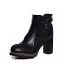 2018 Autumn Winter New British Style Chunky Belt Buckle High Heel Elastic Women's Ankle Boots Plus Size_voghion.com