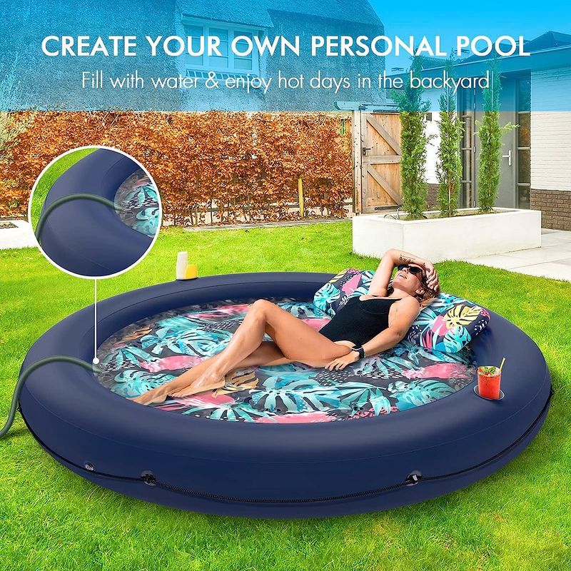 Inflatable floating drainage pool water floating bed inflatable floating row with cup holder pineapple water floating pool car floating bed_voghion.com