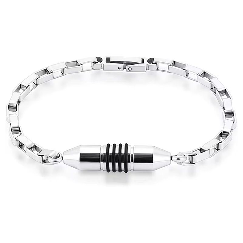 Bracciale a forma di proiettile in acciaio inossidabile di alta qualità, europeo e americano, apribile per capelli o ceneri, stile punk semplice da uomo_voghion.com