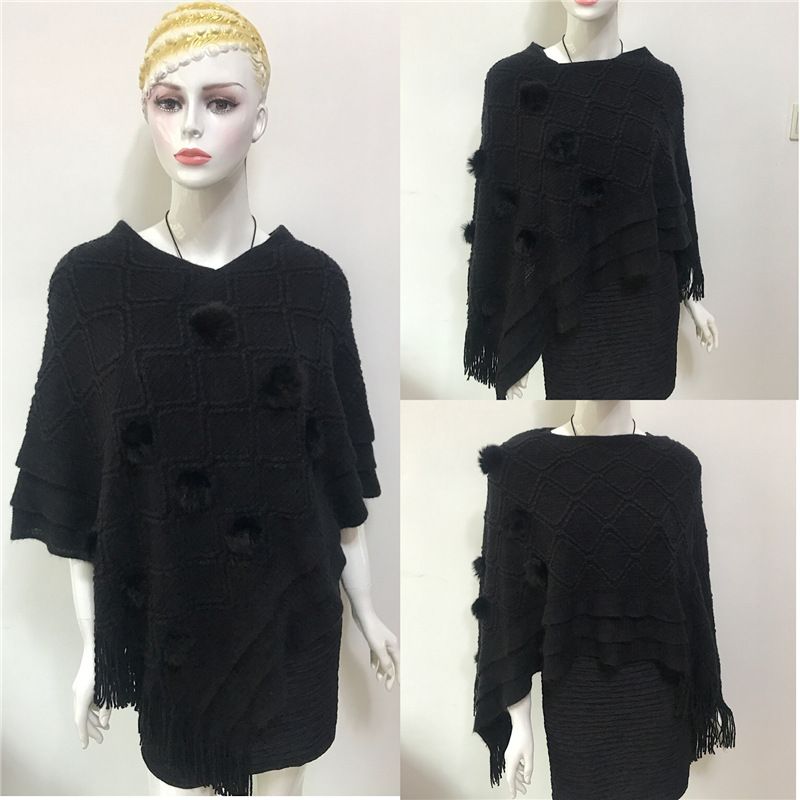 Herfst en winter nieuwe warme konijnenhaarbal gebreide overhemdsjaal grote effen kleur imitatie kasjmier trui cape_voghion.com