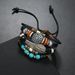 Multi-layer Beaded Cowhide Bohemian Style Women's Woven Alloy Feather Leather Bracelet Jewelry_voghion.com