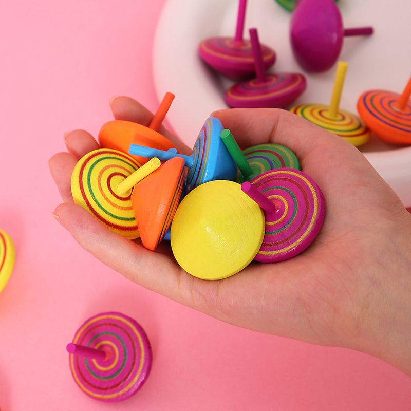Wooden Rotating Small Top Toy New Children's Boys And Girls' Manual Rotation, Decompression, Creative Nostalgia_voghion.com