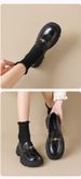 Platform Loafers Women's Retro One-pedal Small Leather Shoes British Style Thick Heel Single Shoes_voghion.com