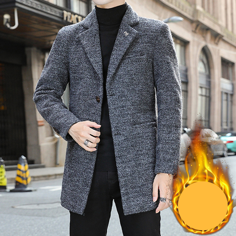 Men's tweed coat and cotton blazer men's plus-size trench coat_voghion.com