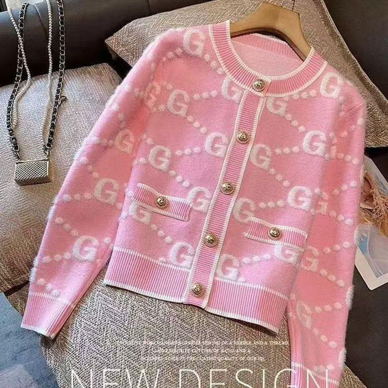 Pullover Damen Herbst und Winter Neue College Kleine Duft Stil Top Brief Beiläufige Gestrickte Langarm Strickjacke_voghion.com