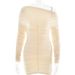 Inclined Shoulder Long Sleeve Sexy Mini Dress For Women Autumn New Fashion Backless Ruched Bodycon Party Sexy Dress_voghion.com