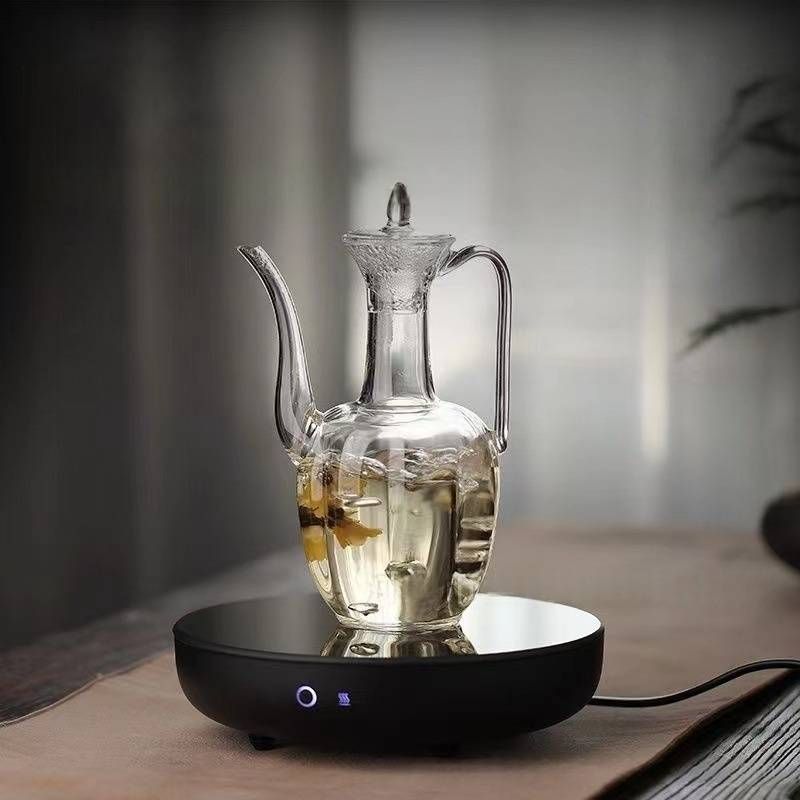 Teekannen-Set aus Borosilikatglas mit Edelstahl-Teesieb – 600 ml Gongfu-Teezubereiter-Set (hitzebeständig, herdplattengeeignet, inklusive 4 Tassen und Holztablett)​_voghion.com