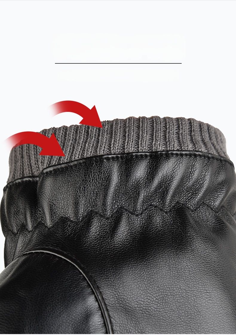 Autumn And Winter Warm PU Leather Gloves, Men's Outdoor Cycling Touch Screen Gloves, Fleece Water-resistant Cycling Cold-proof Gloves_voghion.com