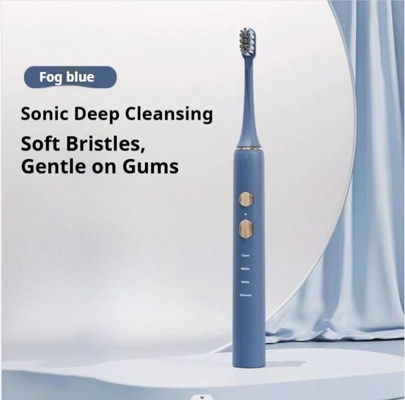 Sonic Electric Toothbrush – 4 Modes, 36dB Ultra-Quiet, 30-Day Battery, Soft Bristles (Mist Blue & Romantic Pink)_voghion.com