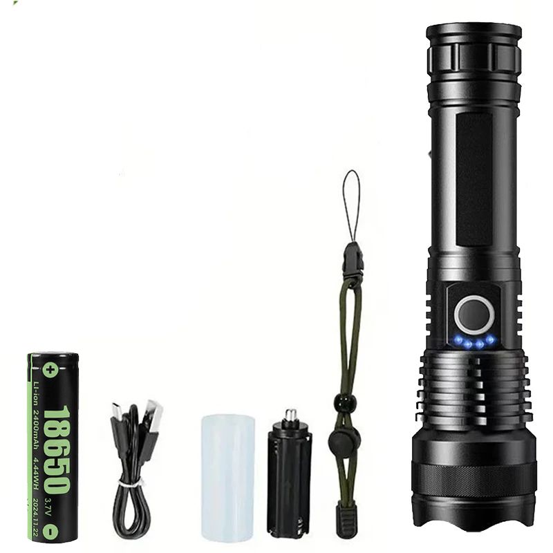 Wiederaufladbare Taschenlampen, Leistungsstarke Taktische LED-Taschenlampe, Superhelle Tragbare Jagd-Taschenlampe Für Notfallwandern_voghion.com