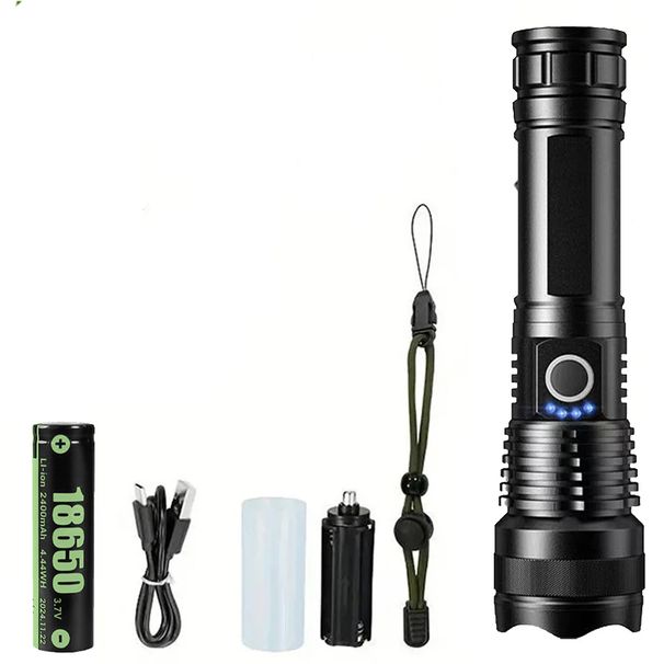Wiederaufladbare Taschenlampen, Leistungsstarke Taktische LED-Taschenlampe, Superhelle Tragbare Jagd-Taschenlampe Für Notfallwandern_voghion.com