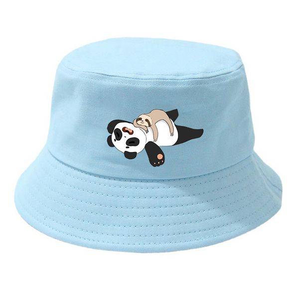 Modische Bucket Caps mit Aufdruck „Schlaf, faul, Panda, Faultier“, mehrere Farben, Cartoon-Fischerhut, lässig für Erwachsene und Kinder, Panama-Cap_voghion.com