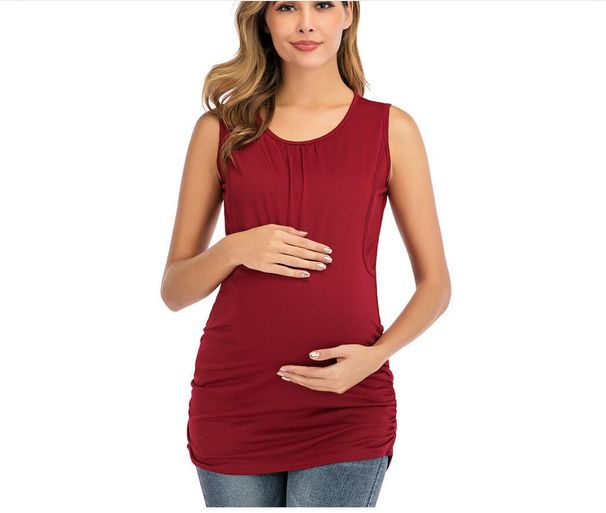 Neuer Stillanzug für Schwangere mit Rundhalsausschnitt, einfarbig, seitlich offen_voghion.com