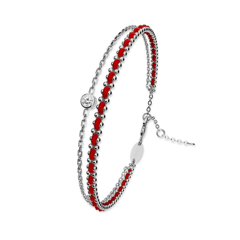 Braccialetto di corda rossa a doppio strato di design di gioielli da donna, leggero, di lusso, di alta gamma, alla moda e versatile, intrecciato a mano._voghion.com