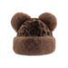 Autumn Winter Bear Ear Fashion Leopard Print Korean Version Warm Trendy Versatile Bucket Mongolian Hat_voghion.com