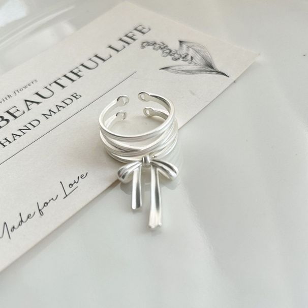 Ballet style bow ribbon open ring female niche design adjustable index finger ring unique internet celebrity ring female_voghion.com