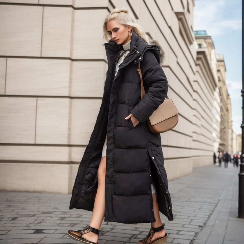 Dames overknee lange katoenen gewatteerde winter nieuwe mode slanke warme jas katoenen capuchon gewatteerde katoenen gewatteerde jas_voghion.com