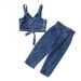Girls' Denim Outfit Set – Sleeveless Top & Straight Leg Pants, Soft Breathable Summer Clothes For Toddlers (90-120cm, Age 3-8), A-Class Safety_voghion.com