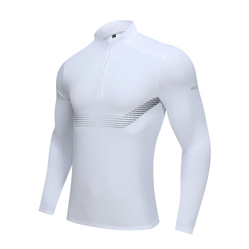 New Running Fitness Quick-drying Clothes Semi-zipper Men's Fashion Breathable Elastic Tight_voghion.com