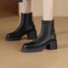 cameido Simple thick-soled ankle boots for petite women, with chunky heels and a rear zipper, fashion boots_voghion.com
