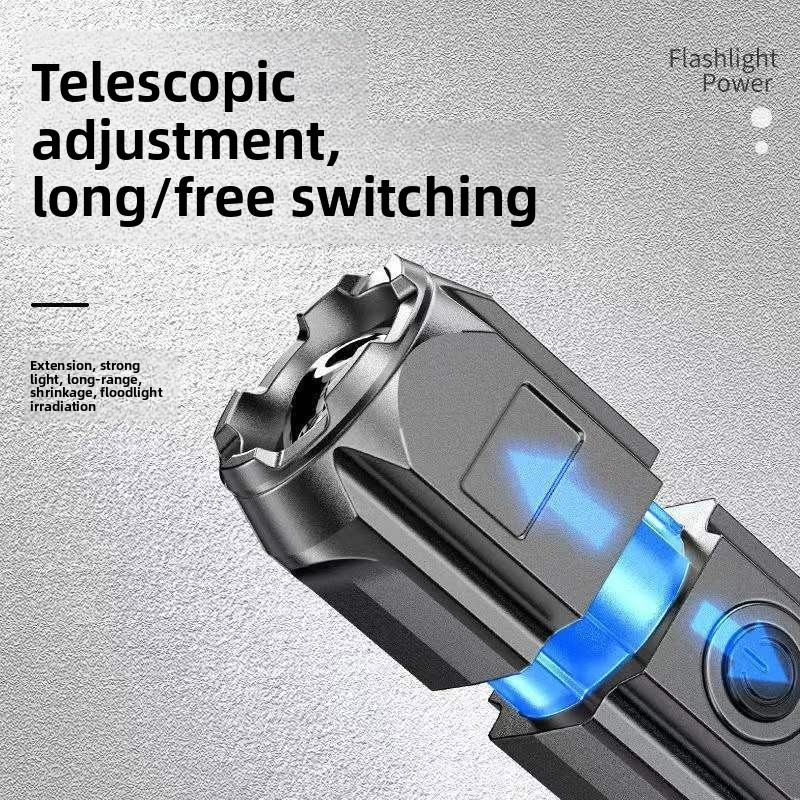 Ultrahelle LED-Taschenlampe – 1000 lm, zoombar, über USB-C wiederaufladbar, 360° drehbar, kompakt und tragbar für Wanderungen, Inspektionen und den täglichen Gebrauch​_voghion.com