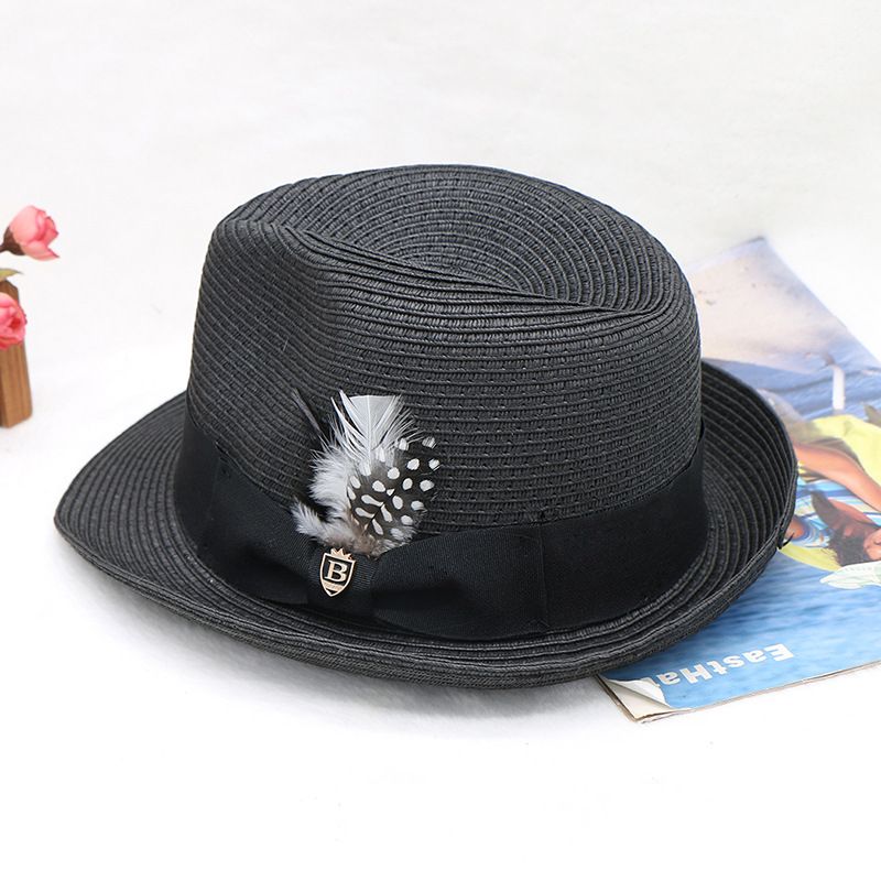 Sombrero de regalo negro británico retro para hombre, sombrero pequeño, sombrilla de viaje, sombrero para el sol_voghion.com