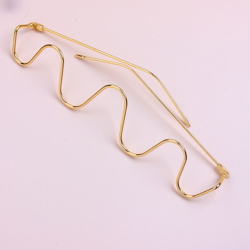 Ramă decorativă pentru ochelari, fără piese, cu oglindă plată și valuri la modă, din metal și diamant, la modă_voghion.com