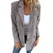 Elegant Houndstooth Blazer Coat For Women - Vintage-Inspired Long Sleeve Open Front Cardigan With Notched Collar, Loose Fit, Pockets_voghion.com