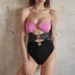 Women's Clothing New One Piece Swimsuit Female Gold Plated Round Button Decoration Three Color Hollow Splicing Sexy Swimsuit_voghion.com