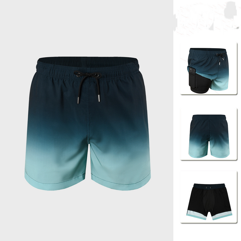 Men's Double-Layer Swimming Trunks Fashion Loose Casual Beach Pants Hot Spring Anti-Embarrassment _voghion.com