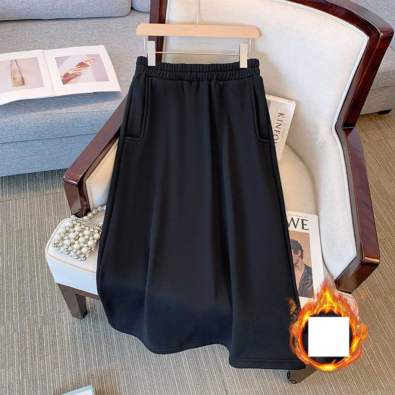 Women's velvet thickened patchwork sweatshirt jacket skirt suit_voghion.com