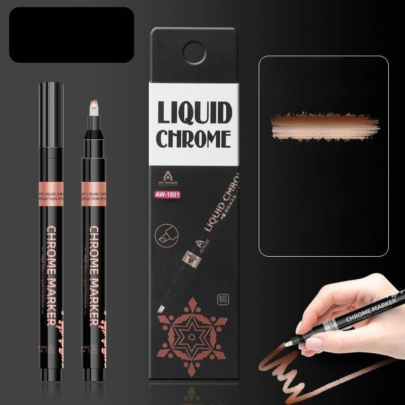 Mirror chrome marker metal pen reflective paint pen DIY Gundam plastic model nail art knife head metal pen_voghion.com