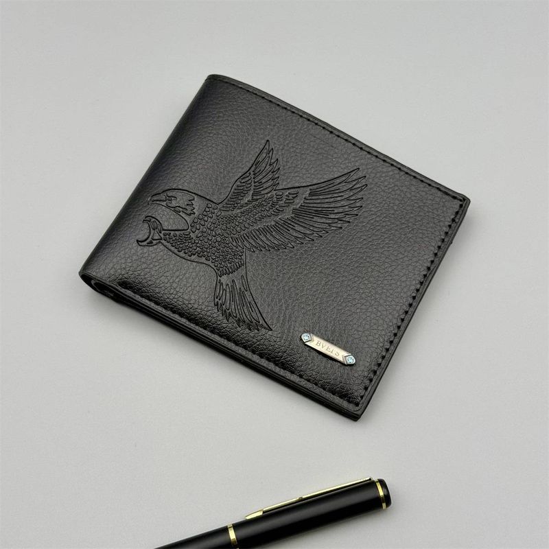 Nueva cartera corta transfronteriza para hombre, de cuero suave, fina, con estampado de águila y gran valor._voghion.com