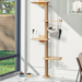 4-Tier Cat Climbing Tower With Hammock & Hanging Toys, Wall-Mounted Scratching Post For Indoor Cats, Space-Saving Design For Play & Rest_voghion.com