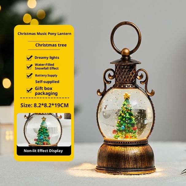 Vintage Christmas Lantern With USB Music & Snow Effect - Festive LED Table Decor For Holiday Home Decorations_voghion.com