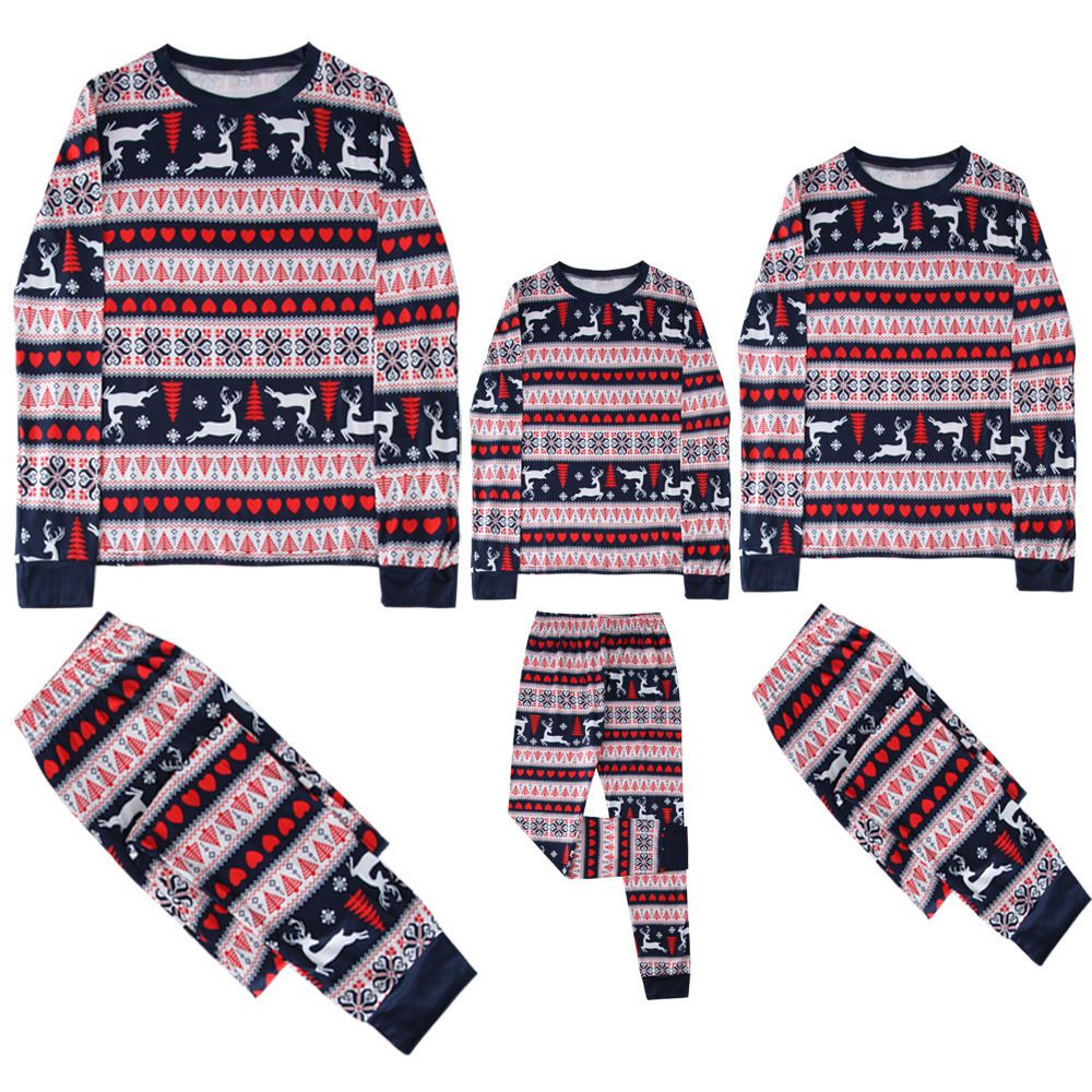 Mother & Kids Festive Family Matching Pajama Set – Christmas-Themed Cozy Lounge Wear For Parents & Kids (Soft Polyester, Multi-Size & Age Options)_voghion.com