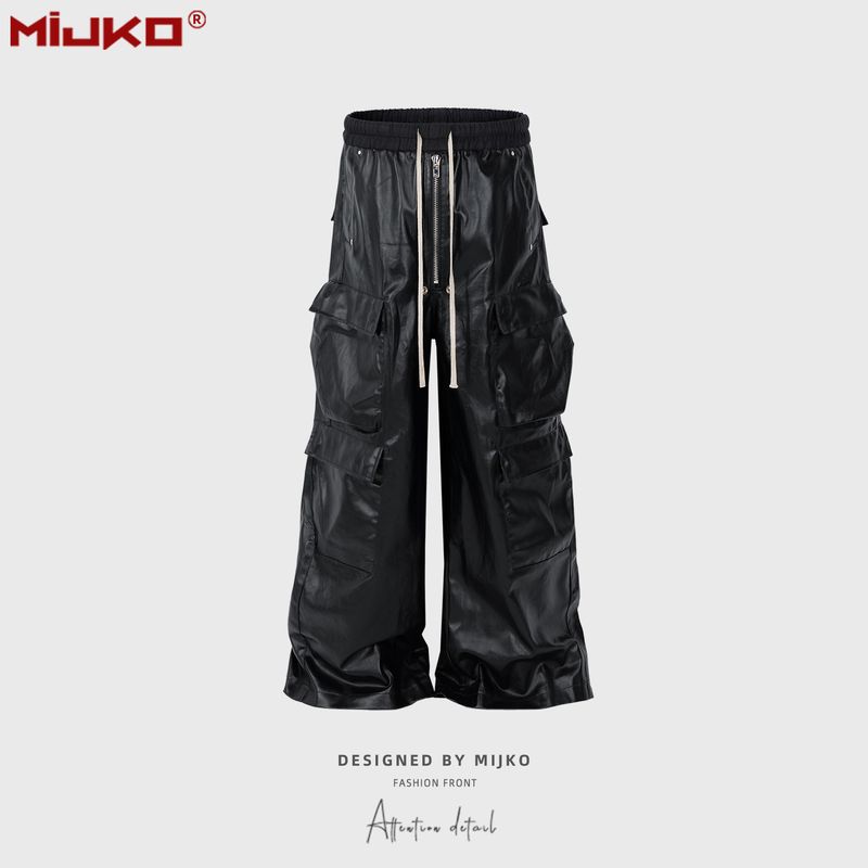 Abbigliamento da uomo RICK Style GethBela Matte Coated Salopette, pantaloni casual unisex e lisci_voghion.com