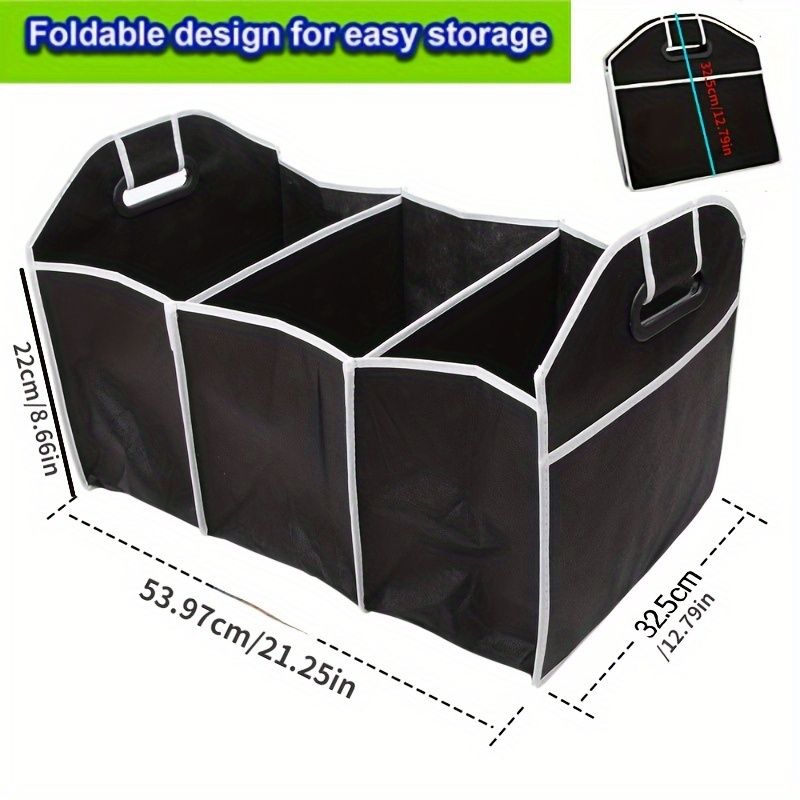 Universal Auto Trunk Organizer Foldable Waterproof Storage Bag 3 Compartments For Car SUV Van Truck Home Organization_voghion.com