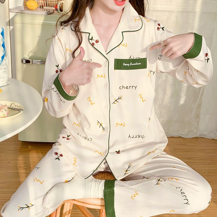 Spring and Autumn 6040 Pulling Frame Postpartum Clothing with Chest Cushion, Pregnant Women's Pajamas, Maternal_voghion.com