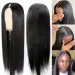Brazilian Straight V Part Wig Human Hair 18-32 Inch No Leave Out Thin Part No Glue Remy Human Hair Wig for Women_voghion.com